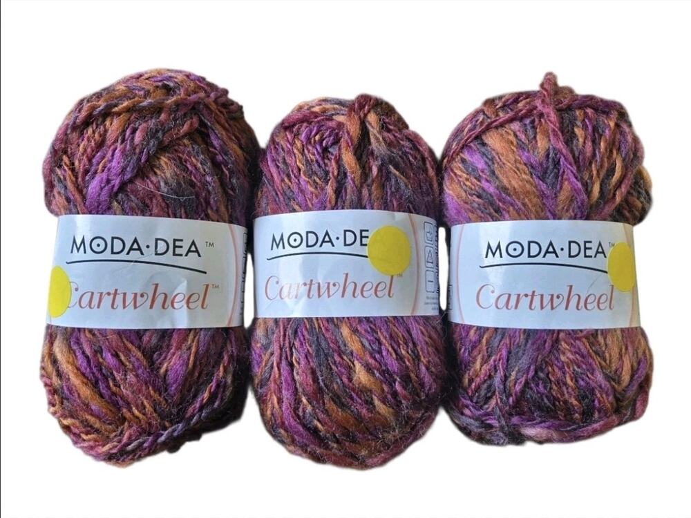 Moda Dea Cartwheel Lot of 3 Bronzeberry 9605 #4 Worsted Wool Yarn 150g Italy